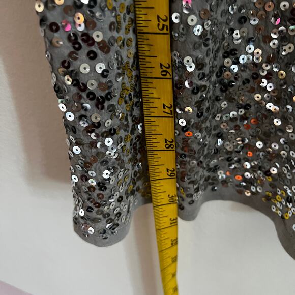 Vintage Silver Sequin Tank Top Y2K 2000s Retro‎ Indie Large - Picture 5 of 6